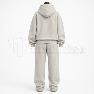 Conjunto Deportivo Unisex Gris con Capucha y Logotipo Rosa Estampado, Estilo Urbano, Corte Holgado, para Adultos, Otoño - Product Image 2