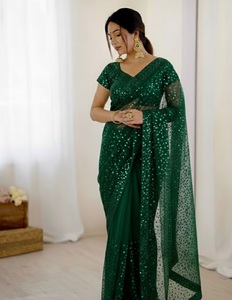 Indian Traditional Ethnic Partywear <b>Saree</b> with Sequins Work for Wedding Occasion and Festive Function for Women Fancy Outfit - Product Image 1