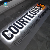Lettres en relief 3D en acier inoxydable rétroéclairées personnalisées avec fond acrylique givré, lettres lumineuses pour hall d'entrée, réception, bureau, logo mural pour enseigne commerciale