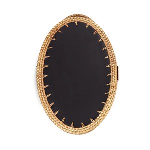 Plateau de service rond artisanal en nacre avec motif floral, plateau décoratif de luxe pour table basse ou ottoman, pour la maison - Product Image 2