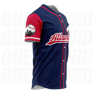Maillot de baseball rétro pour femmes et hommes, design original, en maille polyester, avec logo, nom et numéro brodés. - Product Image 3