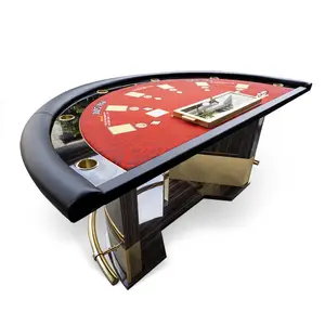 High Quality Luxury Custom Solid Wood Semi-circular Blackjack Table For Casino Entertainment Poker Table