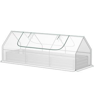 Fioriera rialzata zincata 8.6 x 3 x 1 piede con mini serra per erbe aromatiche e ortaggi, copertura per piccolo giardino - Product Image 1