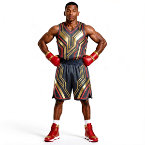 Geometric Boxing Set Polyester Training Wear With Gloves All Seasons Durable Shorts And <b>Top</b> - Product Image 1