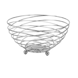 Corbeille à fruits moderne en fil métallique noir avec base en bois, bol de rangement géométrique pour comptoir de cuisine et centre de table décoratif - Product Image 2
