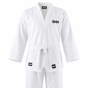 Conjunto de Uniforme de Artes Marciales con Cuello en V Premium, Dobok Ligero y Transpirable para Entrenamiento, para Adultos y Niños, Personalizado OEM - Product Image 1
