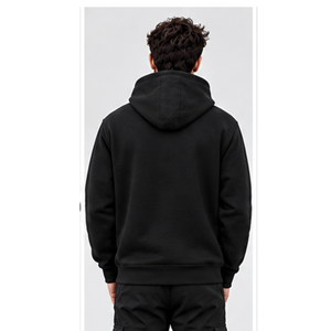 <b>Men's</b> <b>Black</b> Hooded Sweatshirt 100% Cotton <b>Fleece</b> Regular Fit With Front Logo Pocket Casual Style Autumn Wear - Product Image 5