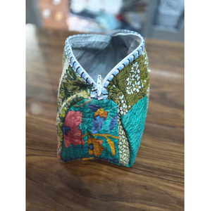 Pochette cosmétique vintage en coton patchwork, petite, avec fermeture éclair, portable, motif floral multicolore, idéale comme cadeau - Product Image 3