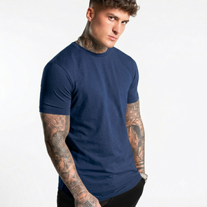 T-shirt en coton rouge pour homme, manches courtes, col rond, coupe classique, décontracté, couleur unie, jersey tricoté, teinture unie - Product Image 1