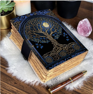 Vintage Leather & Paper Hardcover <b>Diary</b> Tree Life Design Blue Gold Embellished UV Printed Sewing Bound Gift Journal 120 Pages - Product Image 2