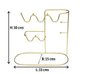 Freestanding Chain Jewelry Organizer Display Stand Brass Finish with Solid Wood Base Multi Necklace Holder - Product Image 4