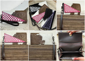 Bolsos de Mano de Cuero Vacuno a Cuadros con Cierre de Broche, para Mujer, de Alta Calidad, con Múltiples Ranuras para Tarjetas y Efectivo, Bolsos de Noche - Product Image 3