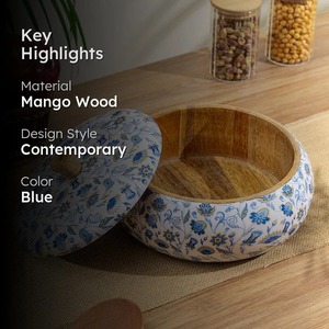 Boîte de rangement en bois émaillé poli, durable, isolée, antiadhésive, avec couvercle, design minimaliste écologique, faite à la main, 22 cm - Product Image 3