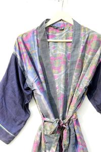 Kimono Vintage en Soie Cousu à la Main Kimono Sari en Soie pour Femmes - Product Image 5