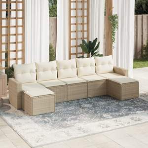Conjunto de sofás de jardín beige crema blanco - Product Image 1