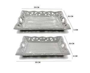 ถาดเสิร์ฟไม้สีขาวลายไม้แบบวินเทจ พร้อมหูจับแกะสลัก สำหรับตกแต่งโต๊ะกาแฟและบ้าน - Product Image 4