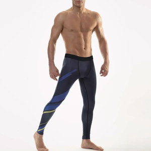 Leggings de compression longs pour hommes, imprimé géométrique, spandex, polyester, taille élastique, pantalon de compression - Product Image 2