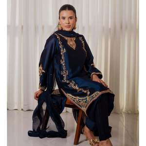 Designer Silk Salwar Kameez Party Wear <b>Top</b> with Farshi Elegant <b>Wedding</b> Attire - Product Image 4