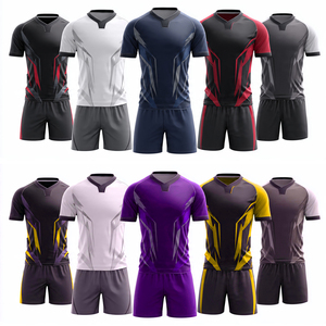 Uniforme de Fútbol y Rugby, 100% Poliéster, Uniformes de Fútbol Estampados, Conjunto Ligero de Camiseta y Pantalones Cortos de Rugby, Unisex - Product Image 1