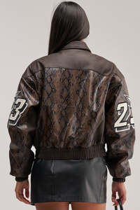 <b>Plus</b> <b>Size</b> Women's <b>Faux</b> <b>Leather</b> Bomber <b>Jacket</b> Solid Logo Front Zipper Closure Windproof Street Style Winter Wear Full Sleeve - Product Image 3