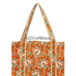 Eco-Friendly Women's Striped Cotton Quilted <b>Long</b> Handle Tote <b>Bag</b> Bohemian Style Multi-Colour Large (>50cm) Everyday Shopping - Product Image 2