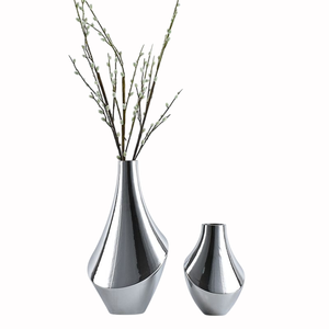 Vase de table en acier inoxydable, vase décoratif en métal fait main contemporain pour la maison, le salon, vase en métal en solde - Product Image 5