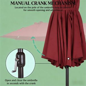 Ombrellone da Giardino per Esterni Rosso Vino, Ombrelloni e Basi per Patio Senza Base - Product Image 4