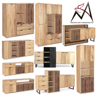 Buffet Modulaire Moderne en Bois Massif avec Tiroirs, Étagères et Portes – Meuble de Rangement de 1,5 m pour Salle à Manger, Salon, Cuisine, Hôtel – Style Ferme