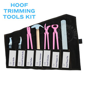 Kit de Herramientas para Herrador con Alicates para Pezuñas Recubiertos de Rosa, Clavillero, Extractor de Clavos, Martillo de Herrador, Lima de Raspado, Cuchilla para Pezuñas, Juego de Cuchillos y Estuche con Ruedas - Product Image 3