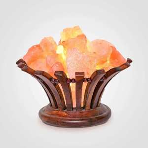 Lampe Bouquet en Sel Rose de l'Himalaya avec Panier en Bois, Double Lumière, Cordon avec Variateur d'intensité, Décoration Maison et Spa - Product Image 2