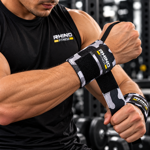 สายรัดข้อมือ Rhino Fitness Sportswear ลายพราง สำหรับยกน้ำหนัก พร้อมแถบตีนตุ๊กแก ช่วยพยุงข้อมือ - Product Image 2