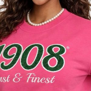 สีชมพู 1908 เสื้อสเวตเชิ้ตยาวระดับเอวแบบนุ่มพิเศษ คอกลม แขนยาว สำหรับผู้หญิง แฟชั่นลำลอง สไตล์ Sorority - Product Image 4