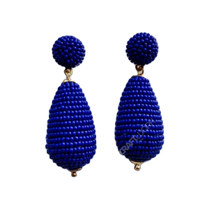 Handmade Blue <b>Beaded</b> Drop Earrings for Women Statement Dangle Earrings Elegant Party Wear Trendy Jewelry Gift - Product Image 1