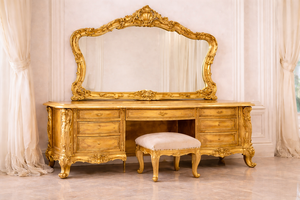 Juego de Dormitorio de Lujo Estilo Maharani con Acabado Dorado, Cama Antigua con Tocador, Muebles de Dormitorio Personalizados, Atlanta - Product Image 3