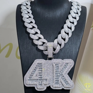 Personalized " 4K " <b>Name</b> Pendant Necklace VVS Moissanite Diamond Rapper <b>Chain</b> Jewelry Gift - Product Image 1