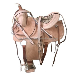 Sillín Western Pleasure Trail Riding de cuero auténtico elegante y cómodo hecho a mano con asiento acolchado de leopardo al por mayor a granel - Product Image 2