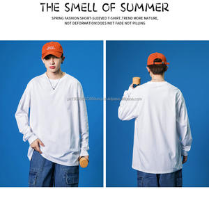 Camiseta informal de cuello redondo con logotipo bordado y estampado personalizado para hombre, camiseta de manga larga 100% algodón, ajuste holgado - Product Image 4