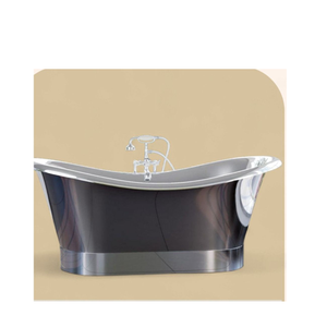 Bañera Independiente de Acero Inoxidable Pulido, Hecha a Mano, Elegante Forma Ovalada, Diseño Moderno Ecológico, Decoración para el Hogar - Product Image 1