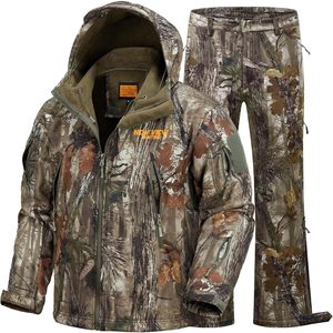 Ensemble veste et pantalon de chasse camouflage Soft Shell, résistant à l'eau, silencieux, pour activités de plein air - Product Image 1
