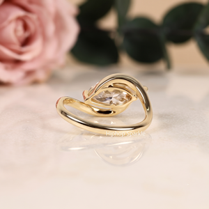 Luxury Marquise Cut Moissanite <b>Solitaire</b> Engagement <b>Ring</b> Sterling <b>Silver</b> Gold Plated Modern Bypass Promise Wedding Jewelry Gift - Product Image 2