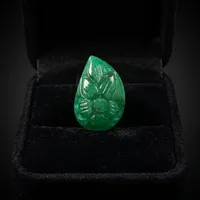 Émeraude Verte Naturelle AAA+ 13x19.50mm, Pierre Précieuse en Forme de Feuille Sculptée à la Main pour Bijoux et Guérison