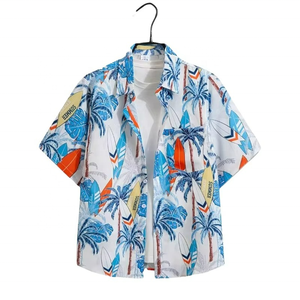 Chemise habillée en satin pour homme, collection été 2026, style hawaïen de luxe, à manches courtes, imprimé floral, grandes tailles M-4XL, tricotée, décontractée - Product Image 6