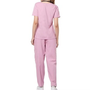 Pink Women's <b>Scrub</b> <b>Top</b> V-Neck Short Sleeve With Pockets Hospital Uniform Woven Cotton Polyester Blend - Product Image 6