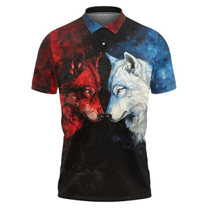 Chemises Polo pour Hommes avec Motif Loup Mythique, Décontractées, à Manches Courtes, Coupe Ajustée, Respirantes, Légères, Extensibles, Chemises de Golf pour Hommes, Élégantes - Product Image 3