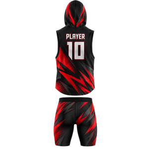Ensemble maillot et short ajusté de football 7v7 pour garçons, tenue d'équipe sans manches à capuche, impression par sublimation personnalisée du nom et du numéro du joueur - Product Image 2