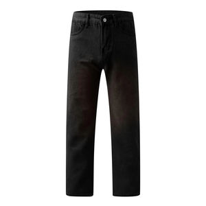 Pantalones Vaqueros Negros de Mezclilla para Hombre, Corte Regular, Pierna Recta Clásica, de Algodón, Duraderos, Casuales, con Cinco Bolsillos, Cómodos - Product Image 3