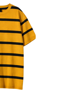 T-shirt personnalisé jaune et noir pour homme, 100 % coton, col rond, manches courtes, décontracté, streetwear d'été, écologique, 220g, fabricant OEM - Product Image 4