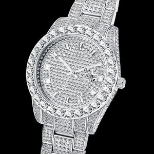 Montre Krishnavii pour homme, luxe vintage, analogique, diamant moissanite, mouvement à quartz ETA, boîtier en acier inoxydable, cristal, écologique - Product Image 2