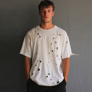 Summer Loose Fit Windproof Distress T Shirt Men Short Sleeve Oversize <b>Distressed</b> Tee <b>Tops</b> Men's Drop Shoulder <b>Distressed</b> T Shirt - Product Image 5