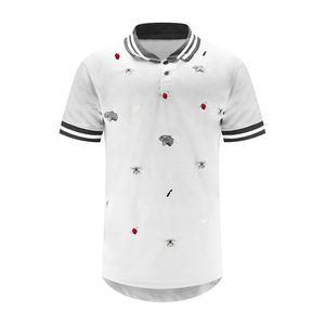 Polo à manches courtes pour homme, blanc, couleur unie, tricoté, style décontracté, coupe classique - Product Image 2